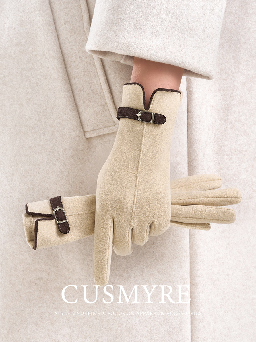 Cusmyre Gloves for Women, Winter Fleece-Lined, Warm, Cold-Proof, Windproof, Anti-Slip, Touchscreen-Compatible Gloves, Gift Box Set