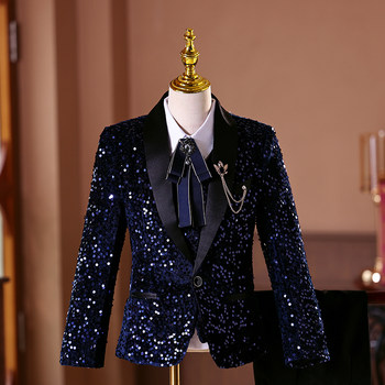 Boys' Suit Set, Flower Boy Host Outfit, Piano Performance Attire, Children's Model Runway High-End Suit