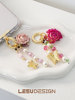 Leeu Design Niche High-End Rose Flower Creative Phone Charm Short Beaded Phone Chain Bag Charm Phone Case Keychain Accessory for Women with a Sense of Sophistication