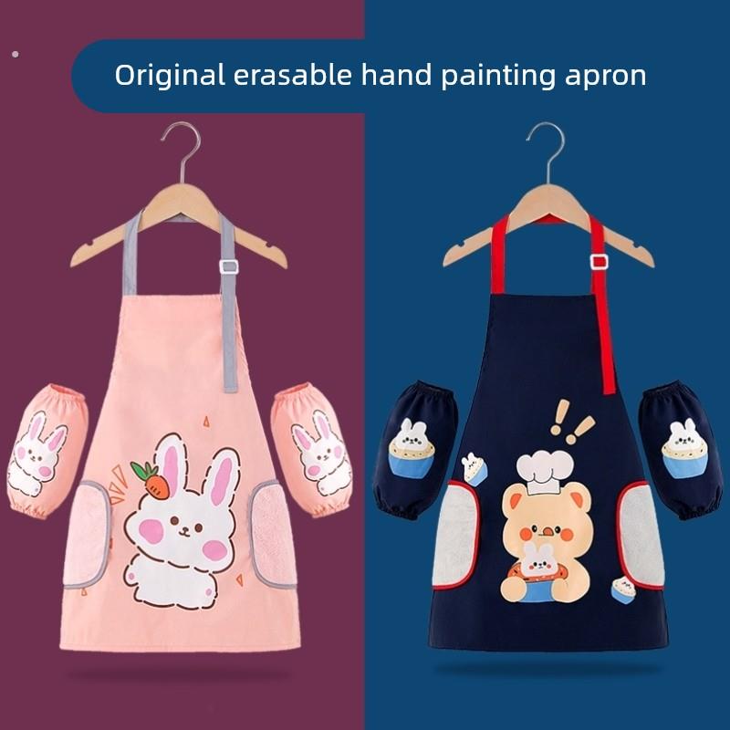 Baby eating smock, baby food supplement, waterproof bib, children's reverse dressing, boy child apron, sleeveless, female, spring and summer