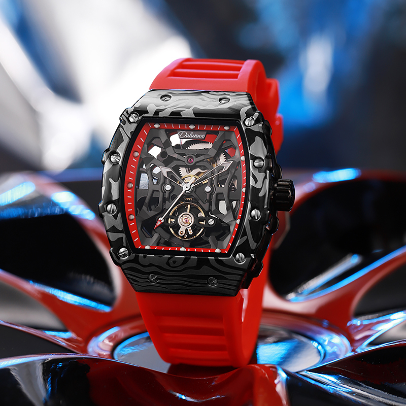 Carbon Fiber Tourbillon Michaa Fully Automatic Mechanical Watch Lile Wormhole Waterproof Luminous Barrel-Shaped Watch