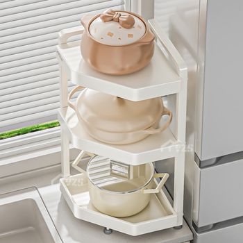 转角置物架e厨房台面三角调料品架家用下水槽柜子内二层锅具收纳