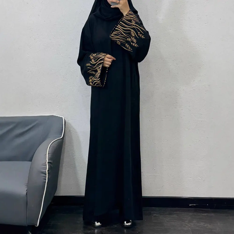 F430 Foreign Trade E-Commerce Embroidered Robe Fashion Abaya Robe Long Dress in Stock
