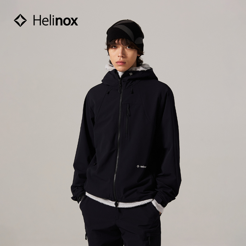Helinox Outdoor Casual Hooded Microfleece Comfortable and Warm Mountain-Style Unisex Outdoor Mid-Layer Jacket