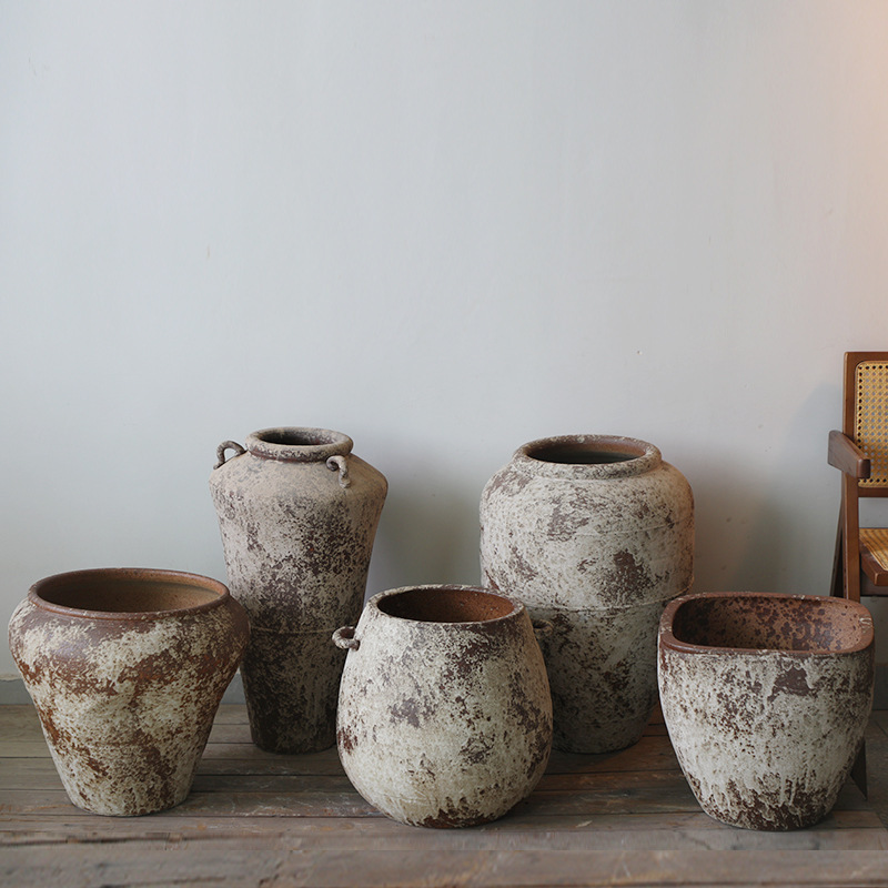 Wabi-Sabi Style Rough Pottery Flower Vase Tabletop Ornament Jingdezhen Handmade Pottery Ceramic Small Vase Retro Zen Flower Vessel