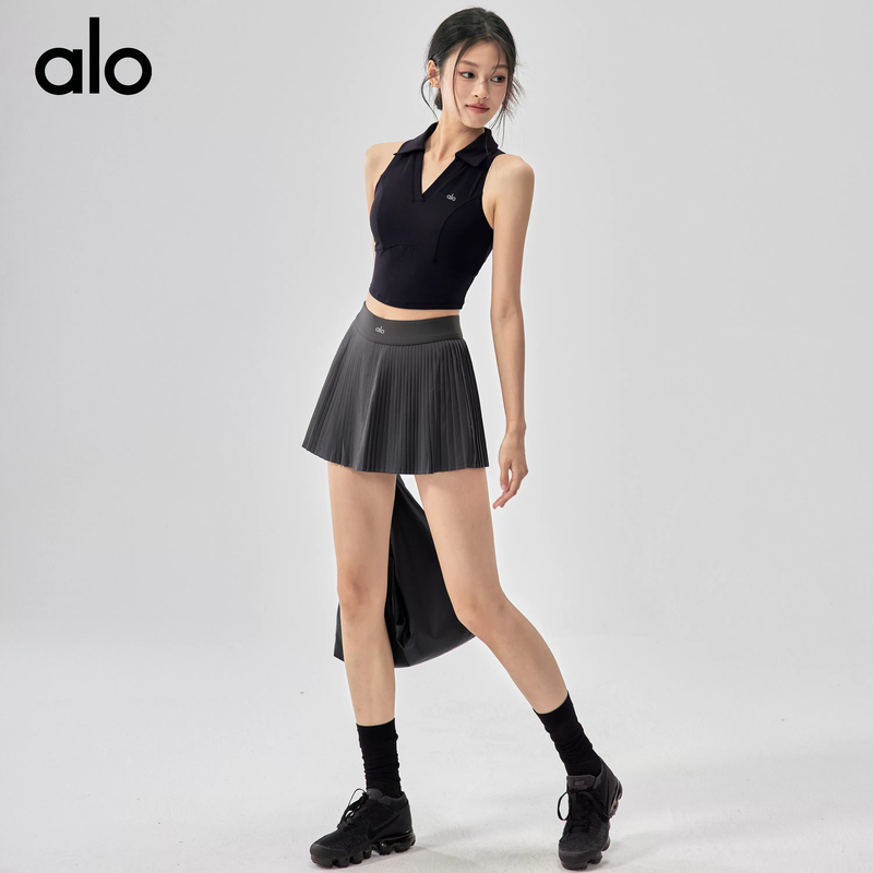 Alo Pleated Tennis Skirt for Women 2026 Summer Badminton Skirt Pants High-Waisted Fitness Anti-Exposure Sports Yoga Short Skirt