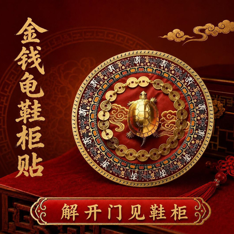 [Recommended by the Master] Shoe Cabinet Decoration Sticker with Money Turtle Design for the Side of the Entrance Door, Diameter 6C