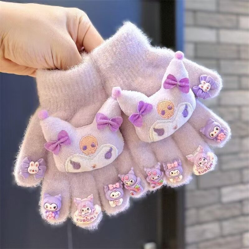 クロミの子供用手袋は、冬に暖かく、女の子、幼児、小学生の筆記に適しています。