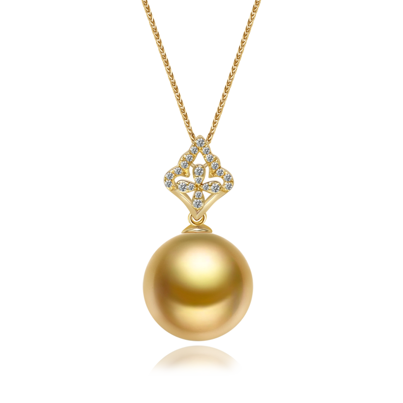闪耀夺目的珠宝之选:18K金钻石款南洋金珠吊坠项链 💎-颈饰-淘宝好物网