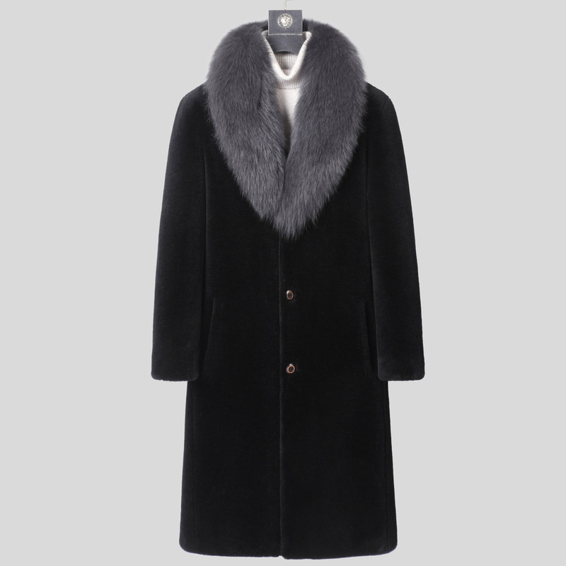 Men's Winter High-End Fox Fur Long down Coat with Large Fur Collar, Wool Overcoat, Warm Outerwear Men's Winter High-End Fox Fur Long down Coat with Large Fur Collar, Wool Overcoat, Warm Outerwear