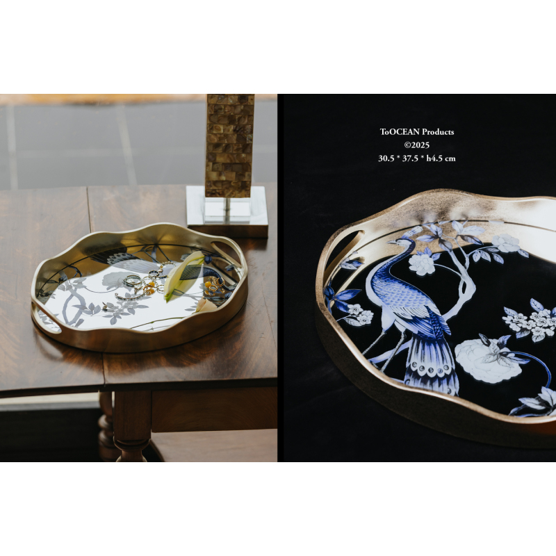 Sea Art Museum·Peacock Ornate Decorative Tray Chinese Style Desktop Storage Glass Song Dynasty Aesthetic Ornament for Living Room Sea Art Museum·Peacock Ornate Decorative Tray Chinese Style Desktop Storage Glass Song Dynasty Aesthetic Ornament for Living Room