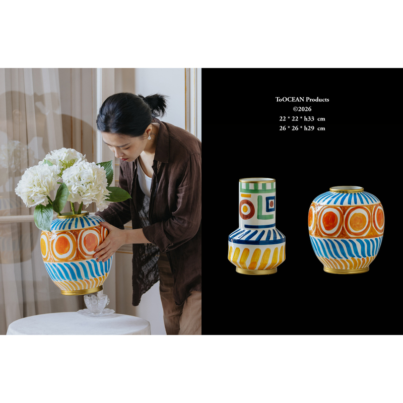 Sea Art Museum·North African Fantasy Hand-Painted Gold Vase Ceramic Painted Tabletop Flower Arrangement French Moroccan Floral Arrangement Sea Art Museum·North African Fantasy Hand-Painted Gold Vase Ceramic Painted Tabletop Flower Arrangement French Moroccan Floral Arrangement