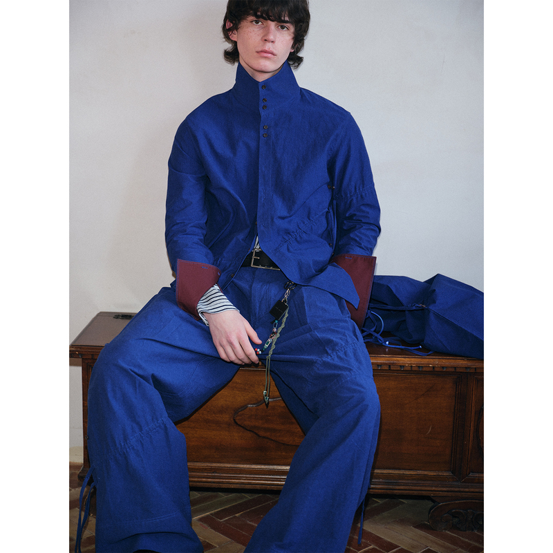Soknot〔Tibetan Blue Invasion〕Niche Designer Artistic Style Lazy Blue Long-Sleeved Loose Shirt Jacket for Men