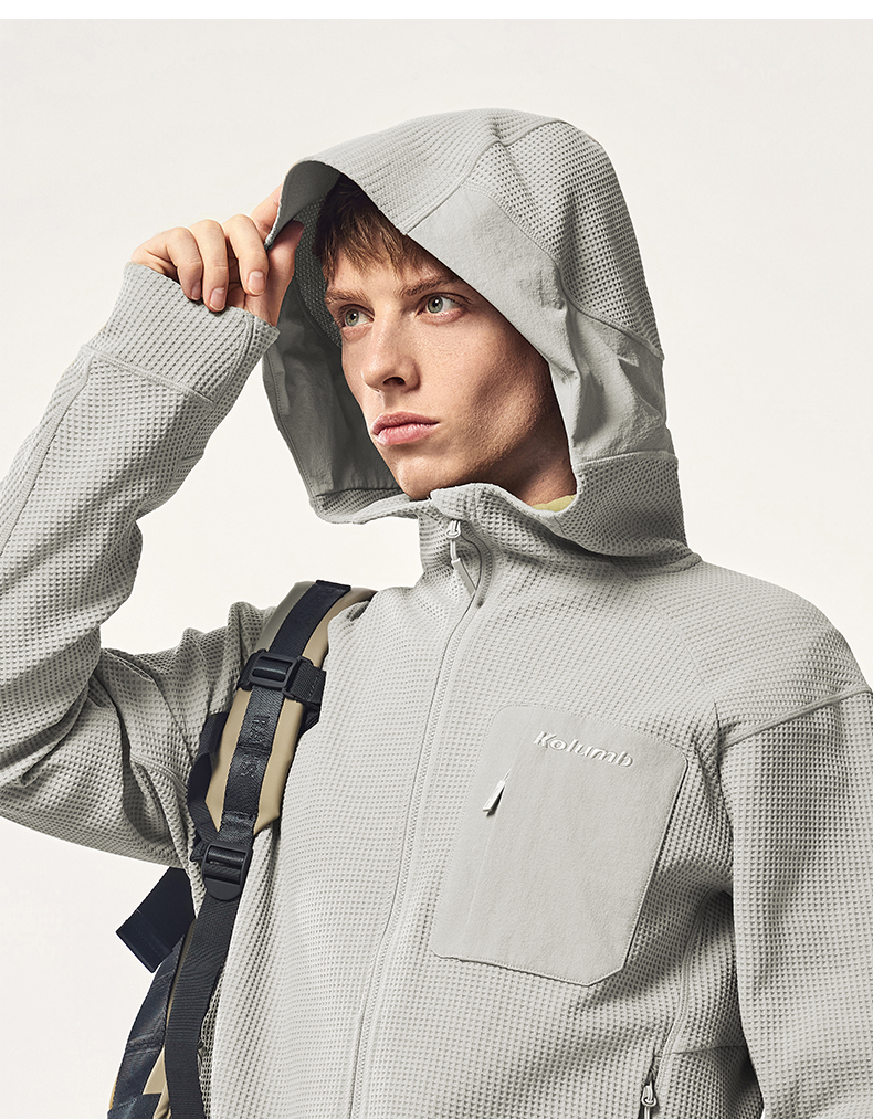 Cappotto caldo e traspirante Kolumb Gulun Step Double Effect Waffle, morbido e delicato sulla pelle, con cappuccio, per uomo_voghion.com