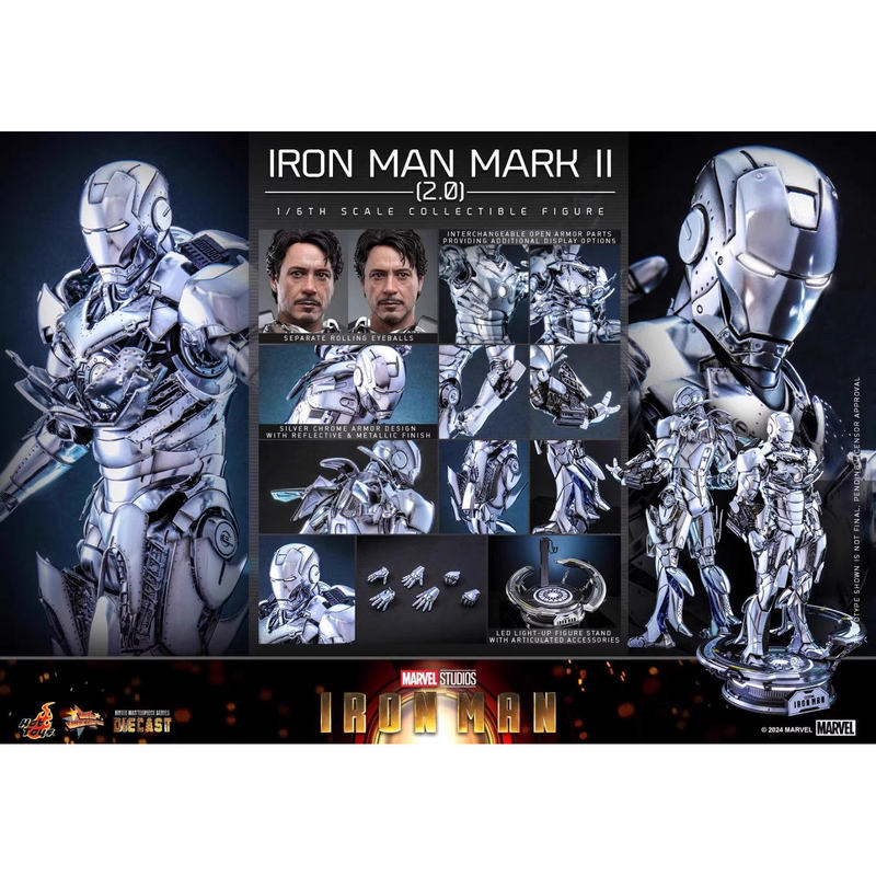  to Pay on Delivery Hottoys Ht 1/6 Mms733D59 Die-Cast Alloy Iron Man Mk2 2.0