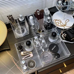 Transparent Cosmetics Storage Box Desktop Storage Box Cosmetics Display Rack Rotating Makeup Storage Box Stationery Storage