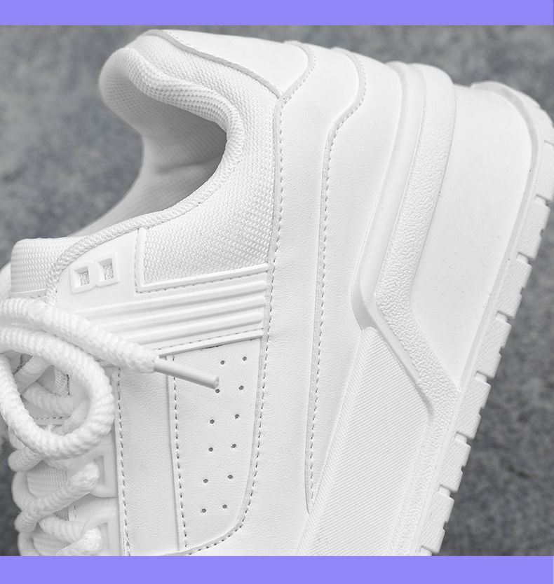 Men's Shoes Spring Versatile Casual Sports Black Board Shoes Men's Thick Sole Raised Leather Surface Waterproof And Anti Slip Work Trendy Shoes_voghion.com