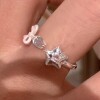 Girl Xingji~Sweet Fork Pink Diamond Star Ring