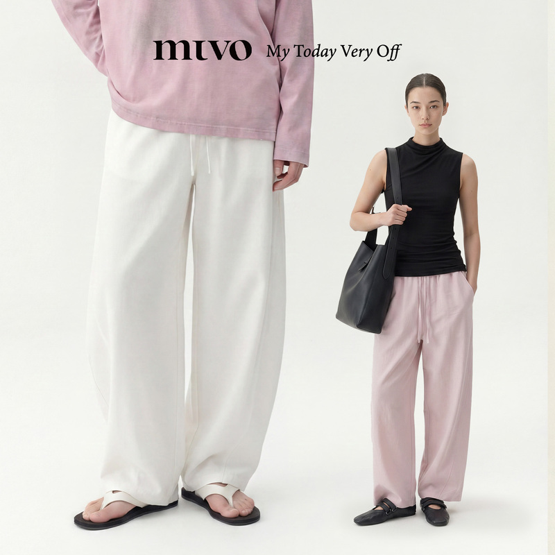 Mtvo/26Ss Relaxed Old Money Lyocell Linen Pants for Women, Casual Versatile Drapey Wide-Leg Pants, Loose Long Pants for Summer