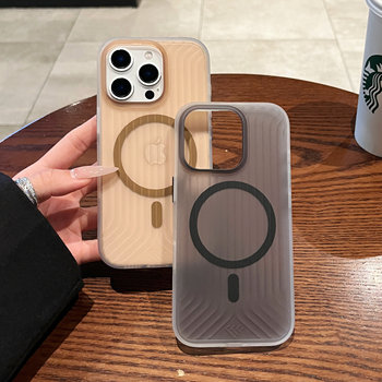 Xiangli Suitable for Apple 16 Phone Case, New Corrugated Magnetic Phone Case, iPhone 15 Pro Max Ice Fog Matte Full-Cover Anti-Drop Protective Case, Ultra-Thin Ipm High-End Feel for Men and Women