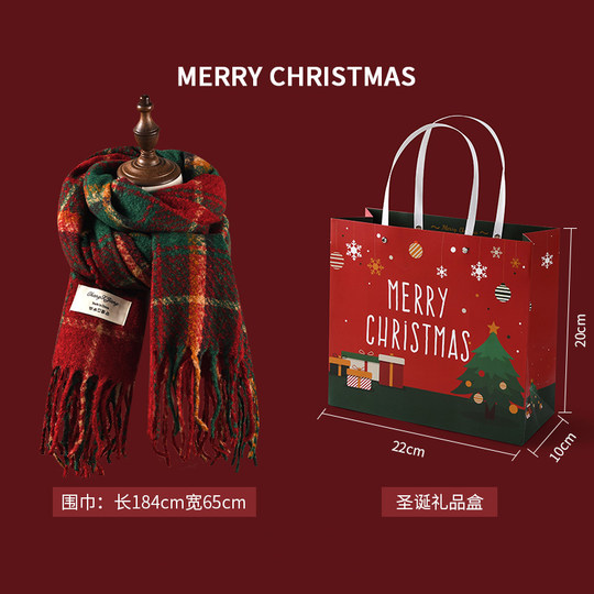 Шарф DIWONOR, новогодний стиль, красный клетчатый женский зимний теплый новый стильный универсальный шарф в стиле ретро