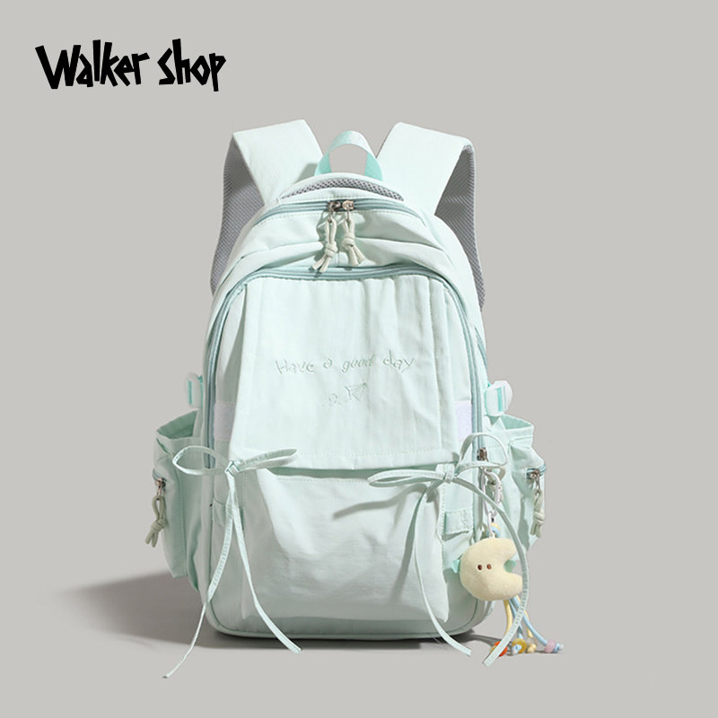 Walker Shop轻奢书包大容量纯色双肩包高颜值可爱学生百搭旅行包