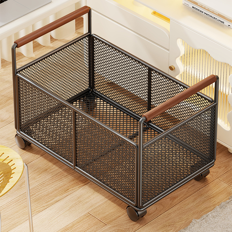 Japanese Premium Movable Bookshelf Storage Rack Student Storage Basket Movable Trolley Book Bag Storage Rack