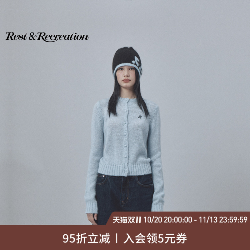 Restandrecreation Official Classic Rr Logo Embroidered Wool Relaxed Fit Knit Cardigan