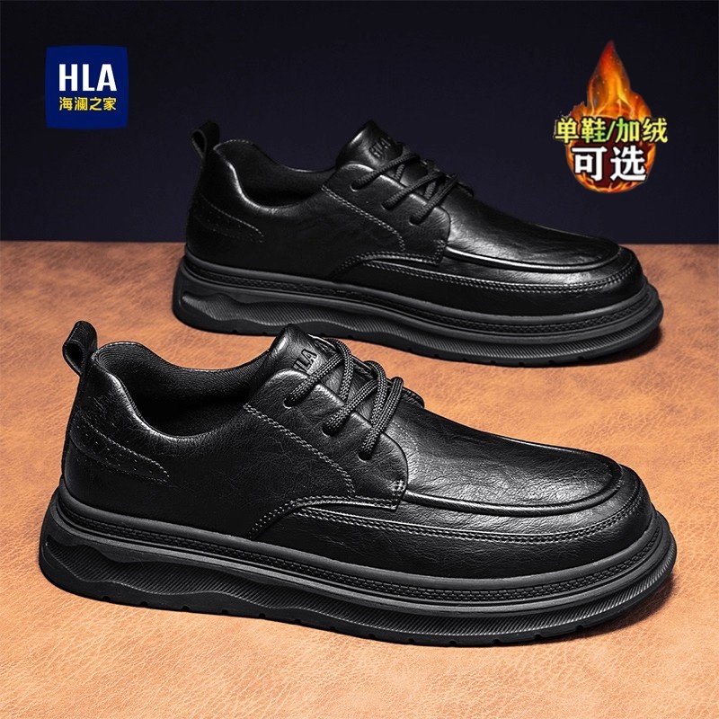 Мужская обувь Hailan House; зимняя кожаная повседневная кожаная обувь черного цвета на мягкой подошве; официальная обувь в британском стиле с низким вырезом; бархатная обувь для папы