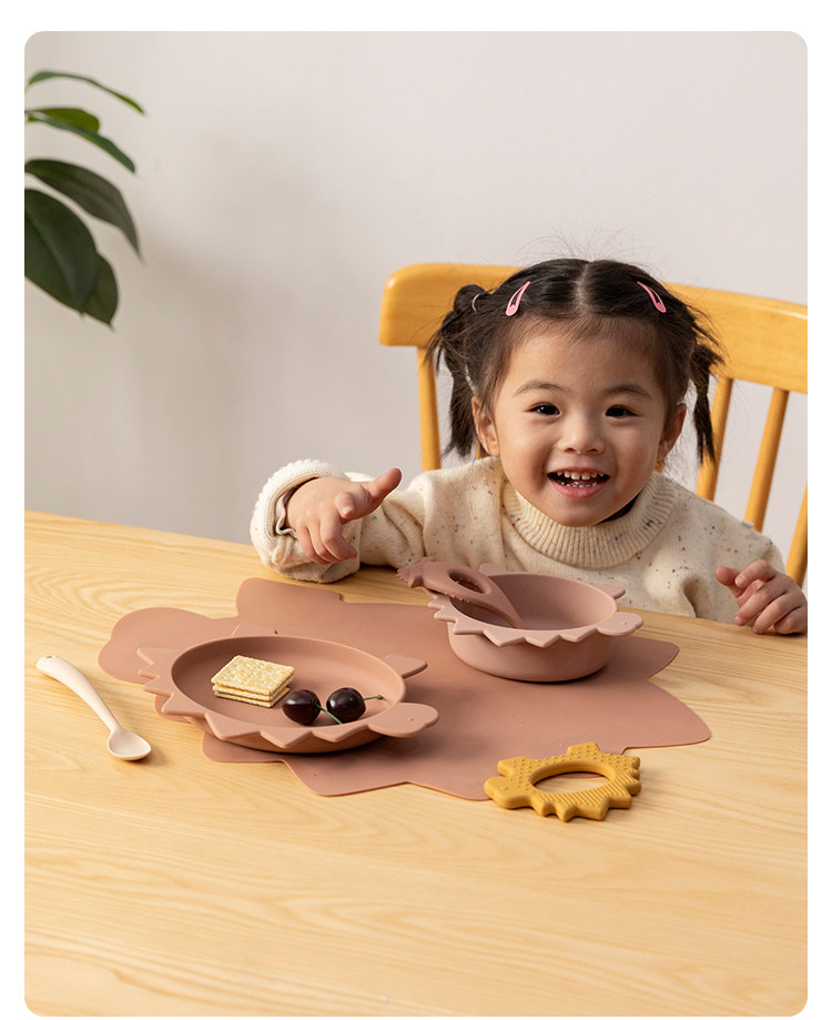 儿童餐具硅胶恐龙盘子宝宝辅食碗防摔吃饭盘子婴儿餐盘餐盘详情2