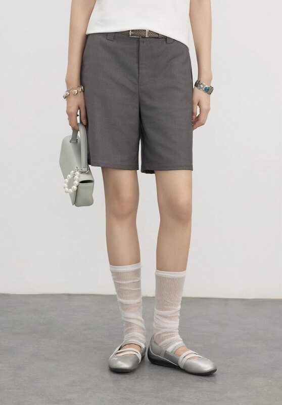 Kxlfchn Grey Suit Shorts Loose Fit Slimming Commuter Style Versatile Straight-Leg Five-Point Shorts Kxlfchn Grey Suit Shorts Loose Fit Slimming Commuter Style Versatile Straight-Leg Five-Point Shorts