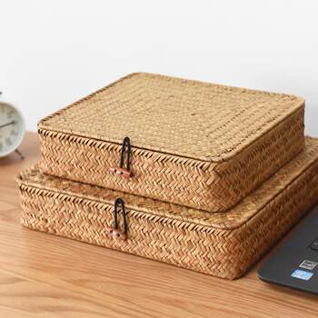 Craftsmanship creative arts seaweed wear short flat box with lid storage box gift tea box storage basket storage box storage box