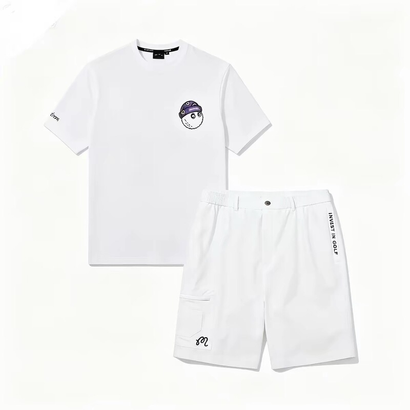Korean Malbon Golf Casual Clothing Men's Breathable Summer Suit New Short-Sleeved Shorts Quick-Drying and Comfortable Korean Malbon Golf Casual Clothing Men's Breathable Summer Suit New Short-Sleeved Shorts Quick-Drying and Comfortable