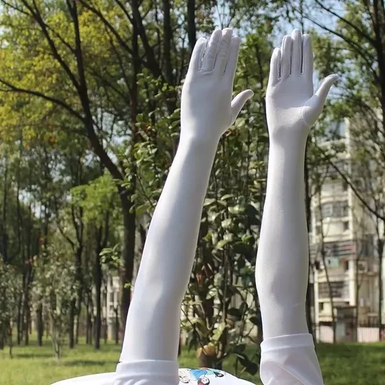 比黑色舞会手套女 1920s舞会派对手套婚礼礼服氨纶长手套现货