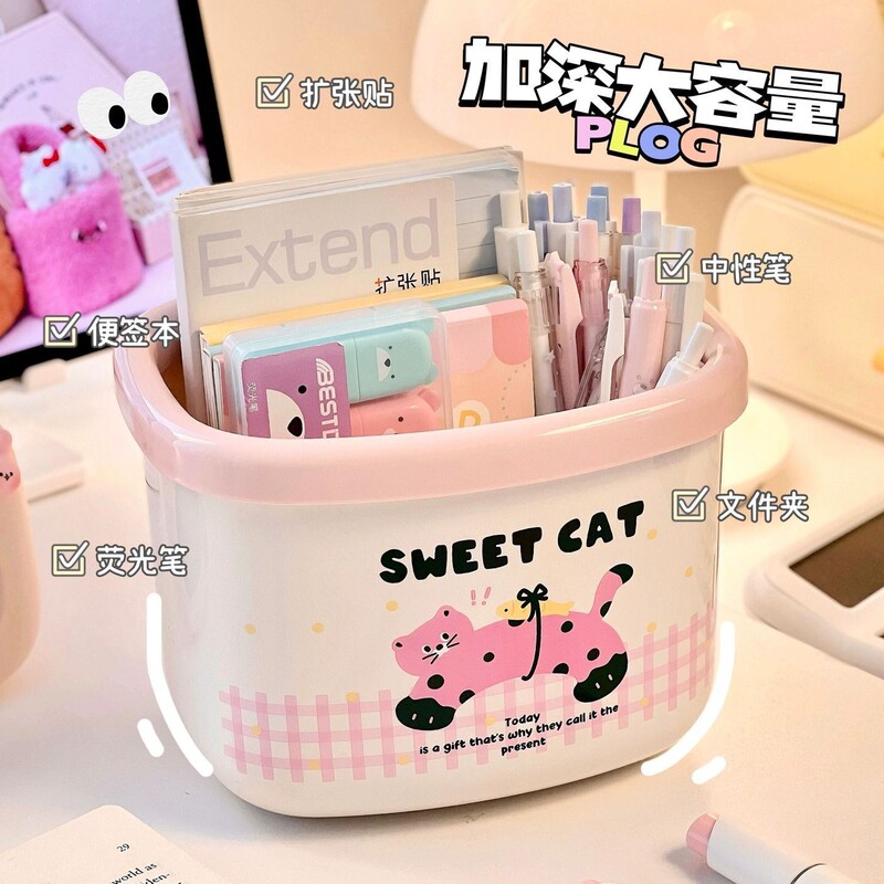 Dachshund Puppy Desktop Trash Can Small Mini Cute Desktop Storage Bin Cartoon Large Capacity Office Bedroom