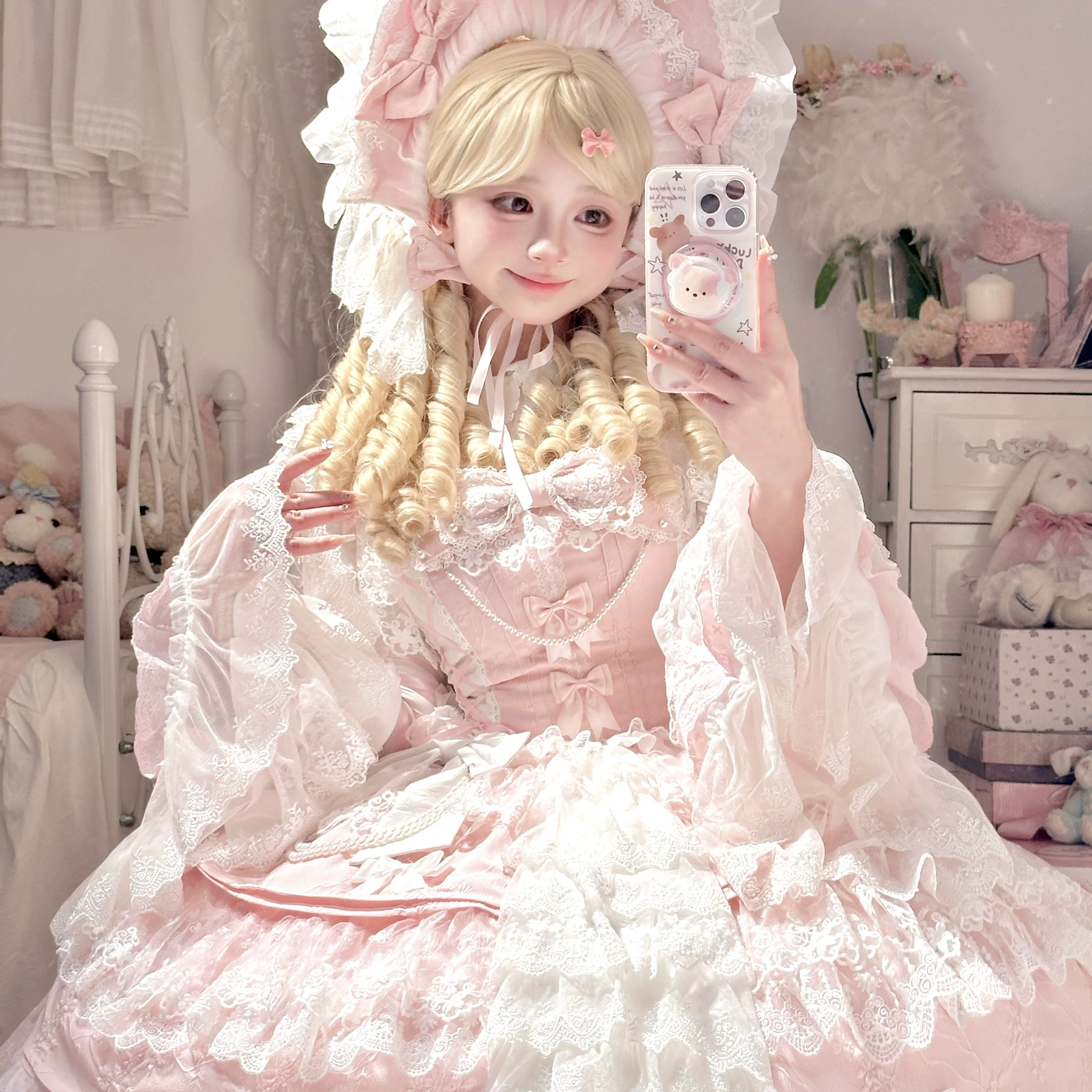 Оригинальная поющаяся персиковая вещь Ten Miles Doll Feeling Ancient Lolita тяжелая индустрия великолепное платье JSK платье