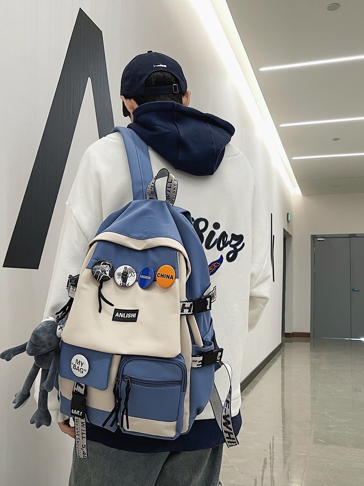 Trendy Schoolbags for Boys, Junior High School Students, Handsome Elementary School Students in Grades 4, 5 and 6, Lightweight New Style College Style Backpacks