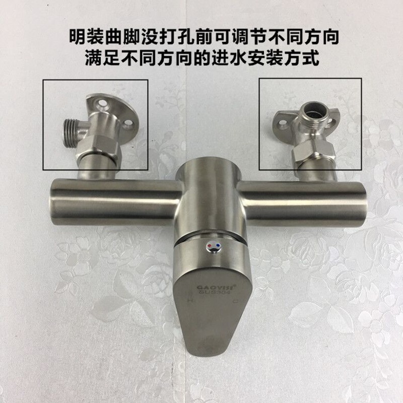 304 stainless steel exposed hot and cold shower faucet electric water heater mixing valve solar shower mixing valve