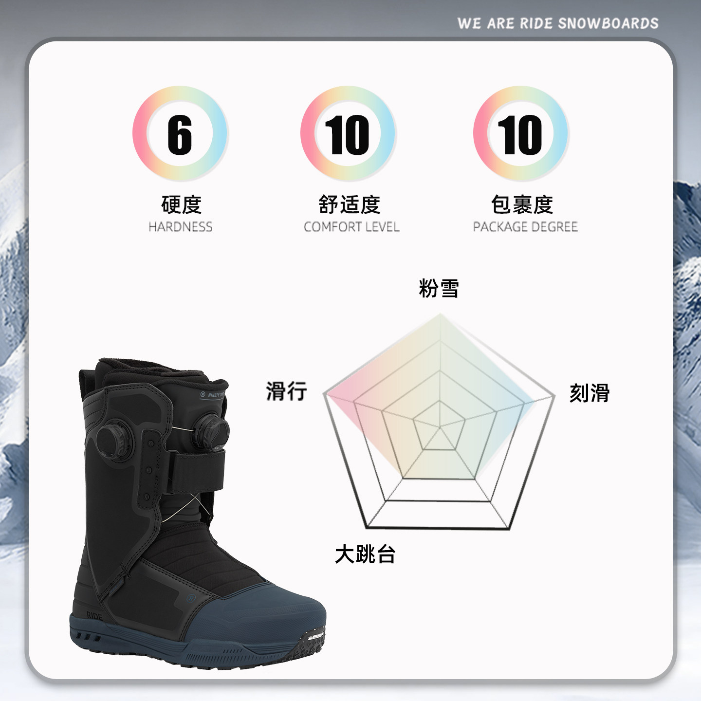 RIDE THE92 男款全能滑雪鞋：秋季滑雪季的终极装备，你准备好了吗？-单