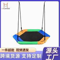 Outdoor leisure six-sided 900D Oxford cloth butterfly-shaped outdoor toy with armrests colorful flags six-square hammock swing