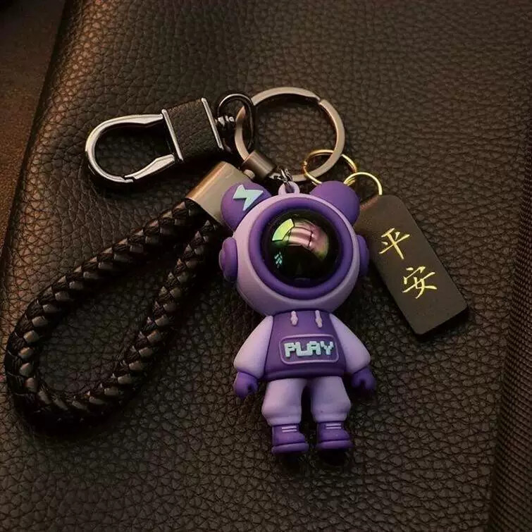 High-End Men's and Women's Key Chains, Key Rings, Cartoon Cute Starry Sky Bear Car Key Chains