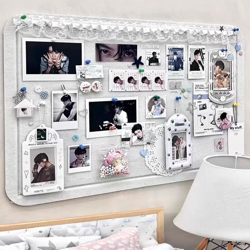 Felt Board Display Wall for Polaroid Photos, No-Drill Pin-Up Card Organizer, Jewelry Wall Storage Wall Sticker