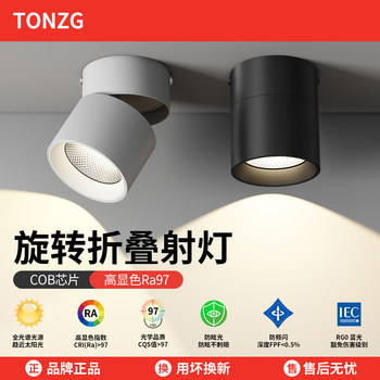Tonzg surface-mounted hole-free foldable rotating spotlight