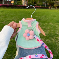 Teddy Small Pet Clothes for Cats, Spring and Summer Style, Pet Clothes for Bichon Frise and Small Dogs, Anti-Shedding, Thin, Can Be Used with a Leash