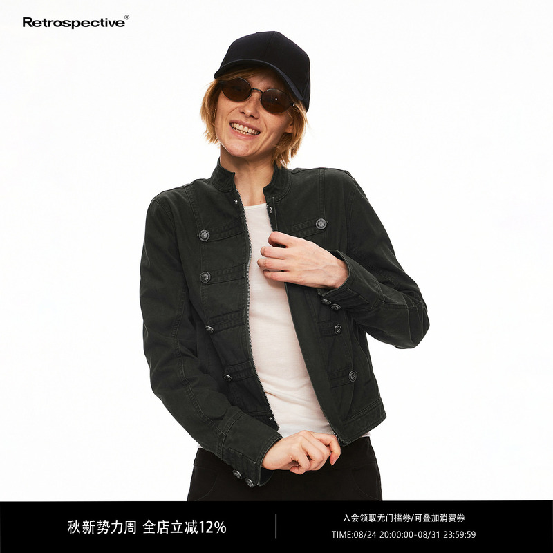 Rpt (Retropective) 100% Cotton Napoleon Heavy Enzyme Wash Vintage Work Jacket