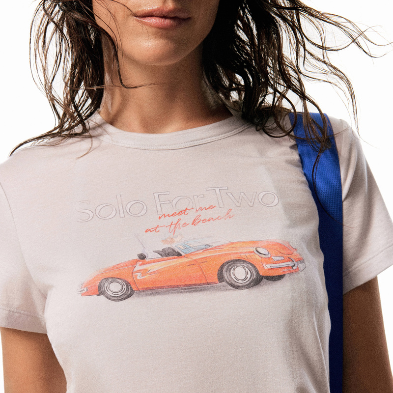 Solofortwo See You at the Beach Gray Washed Short-Sleeved T-Shirt Refreshing and Soft to the Touch