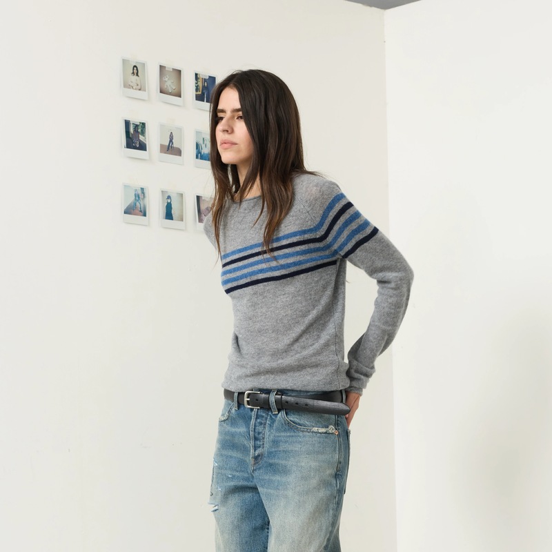 Solofortwo "Museum Collection Series" New Vintage Striped Sweater Skin-Friendly Merino Wool