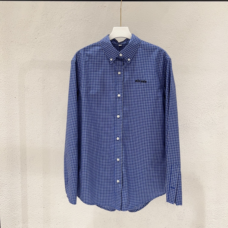 Correct Version 2026 Spring/Summer New Style Celebrity Yu Shiman Same Style Blue Plaid Shirt Loose Fit Unisex Couple Style