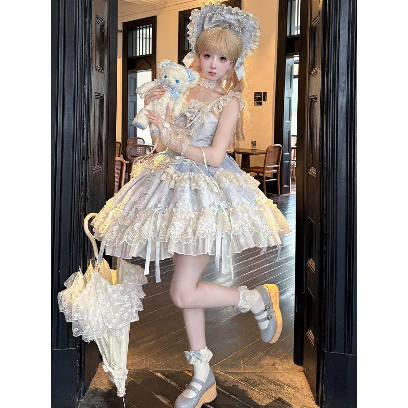 韩菇凉~原创设计Lolita洋装芭蕾风jsk连衣裙 粉色温柔到心尖_lolita洛丽塔_淘宝游戏网