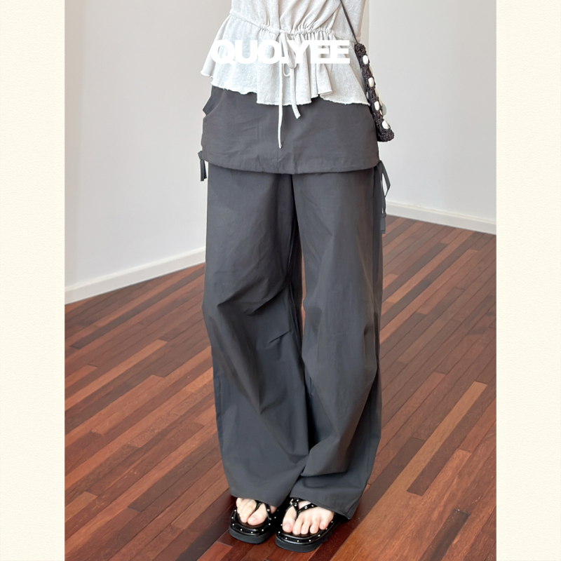Quoyee Thin and Breathable Semi-Elastic Waist Pants Quoyee Thin and Breathable Semi-Elastic Waist Pants